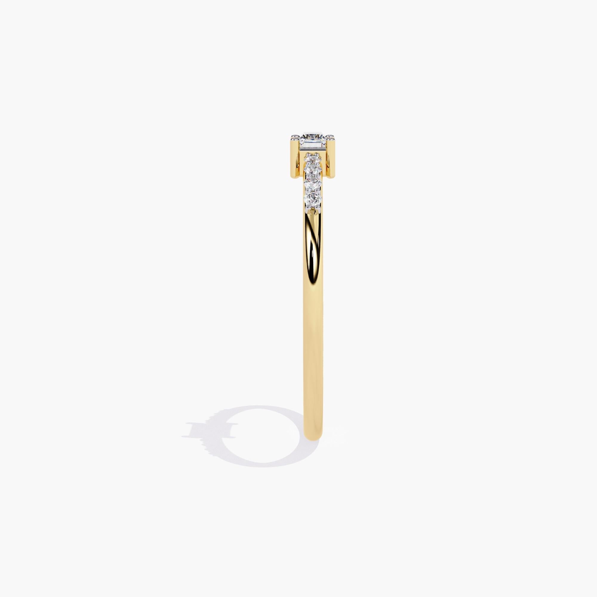 Baguette Cut 14K Gold 0.15 Ctw Dainty Baguette Diamond Ring SI GH For Sale