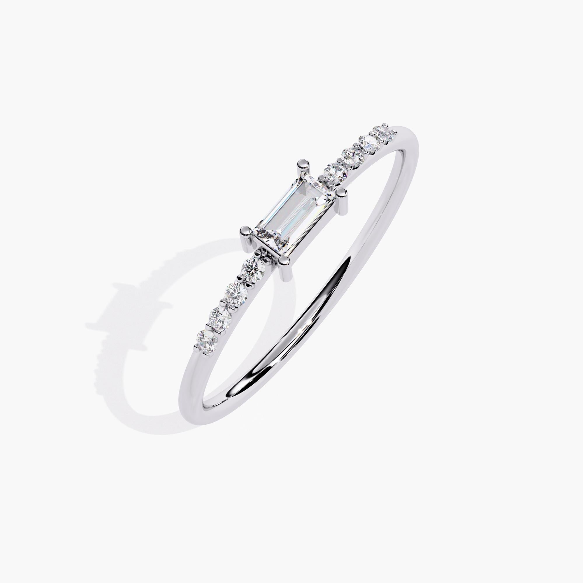 14K Gold 0.15 Ctw Dainty Baguette Diamond Ring SI GH For Sale 1