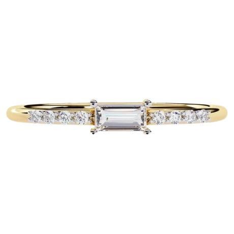 14K Gold 0.15 Ctw Dainty Baguette Diamond Ring SI GH