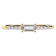 Anillo de oro de 14 quilates con diamantes baguette de 0,15 quilates SI GH