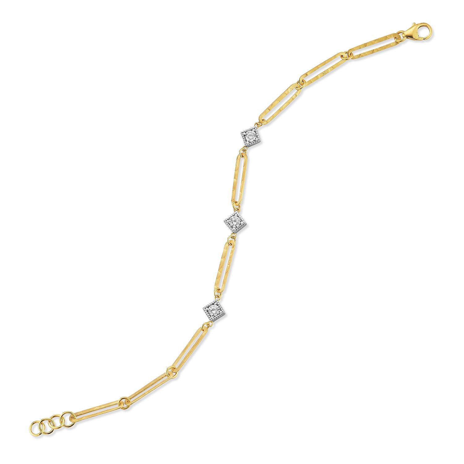 Pulsera de Eslabones Abiertos de Oro Amarillo de 14 Kilates, 7