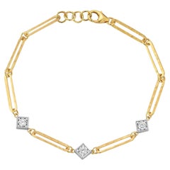 Oro de 14 quilates 0,15 ct. Tw. Pulsera Abierta Eslabón Martillado