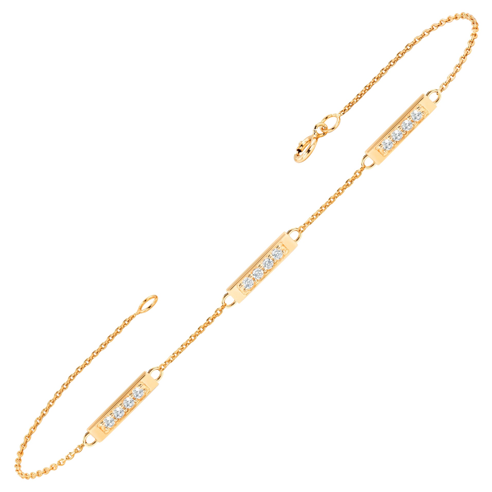 14K Gold 0.17 Ct Diamond Multi- Bar Minimalist Bracelet