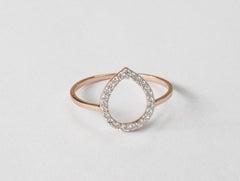 14k Gold 0.18 Carat Diamond Pear shape open Ring
