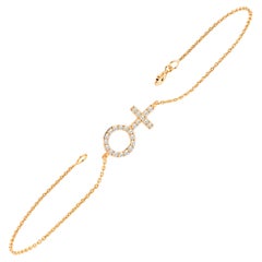 14K Gold 0.18 ct Female Symbol Minimalist Bracelet