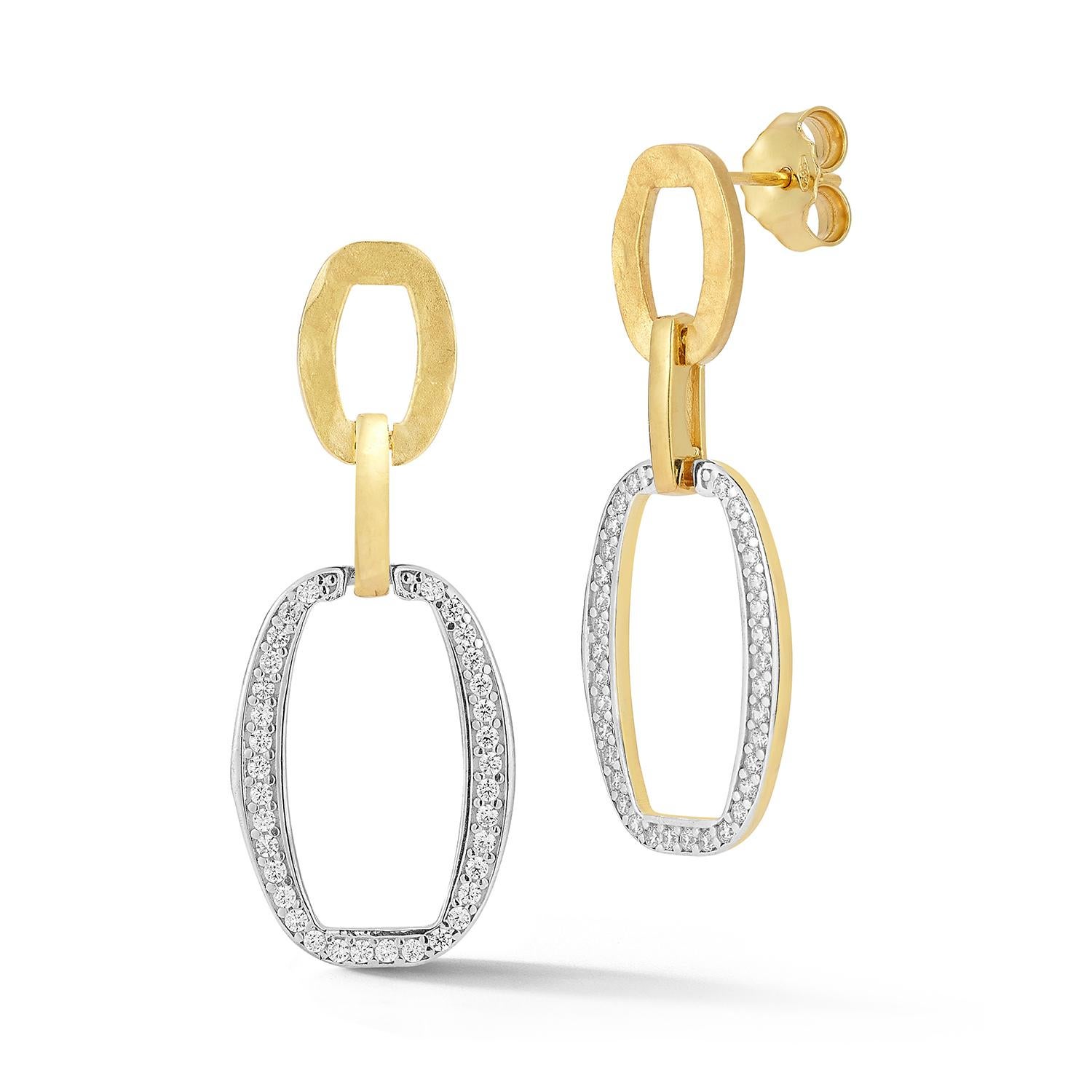 14K Gold 0,18 ct. tw. Offene Ellipsen-Ohrringe (baumelnd) im Zustand „Neu“ im Angebot in Great Neck, NY