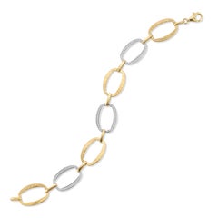 14K Gold 0,18 ct. tw. Ellipsenförmiges offenes Link-Armband