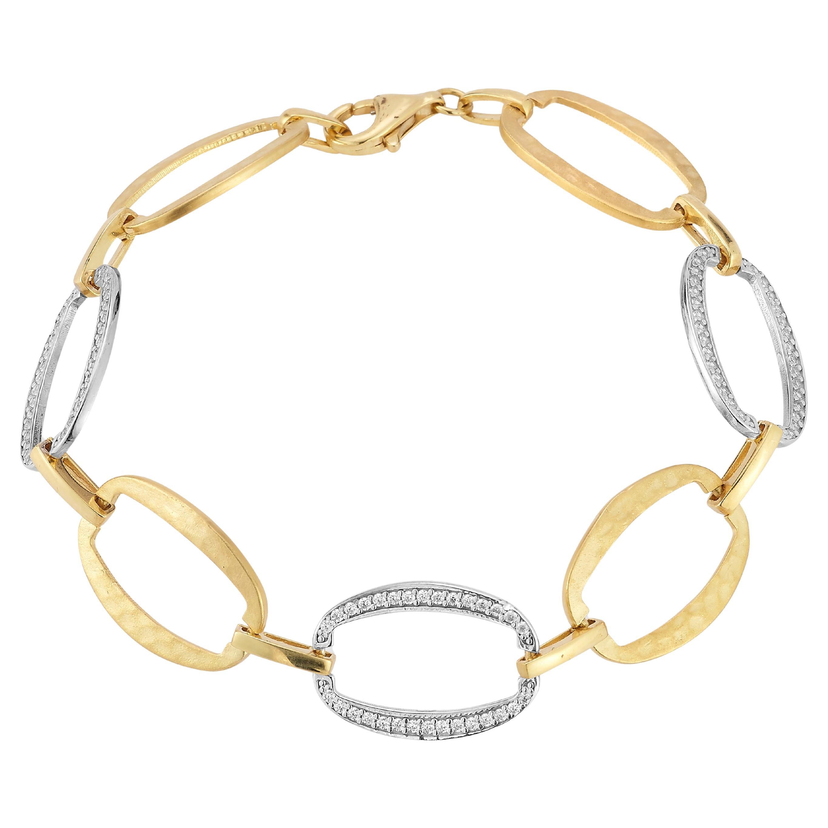 14K Gold 0.18 ct. tw. Ellipse Shaped Open Link Bracelet