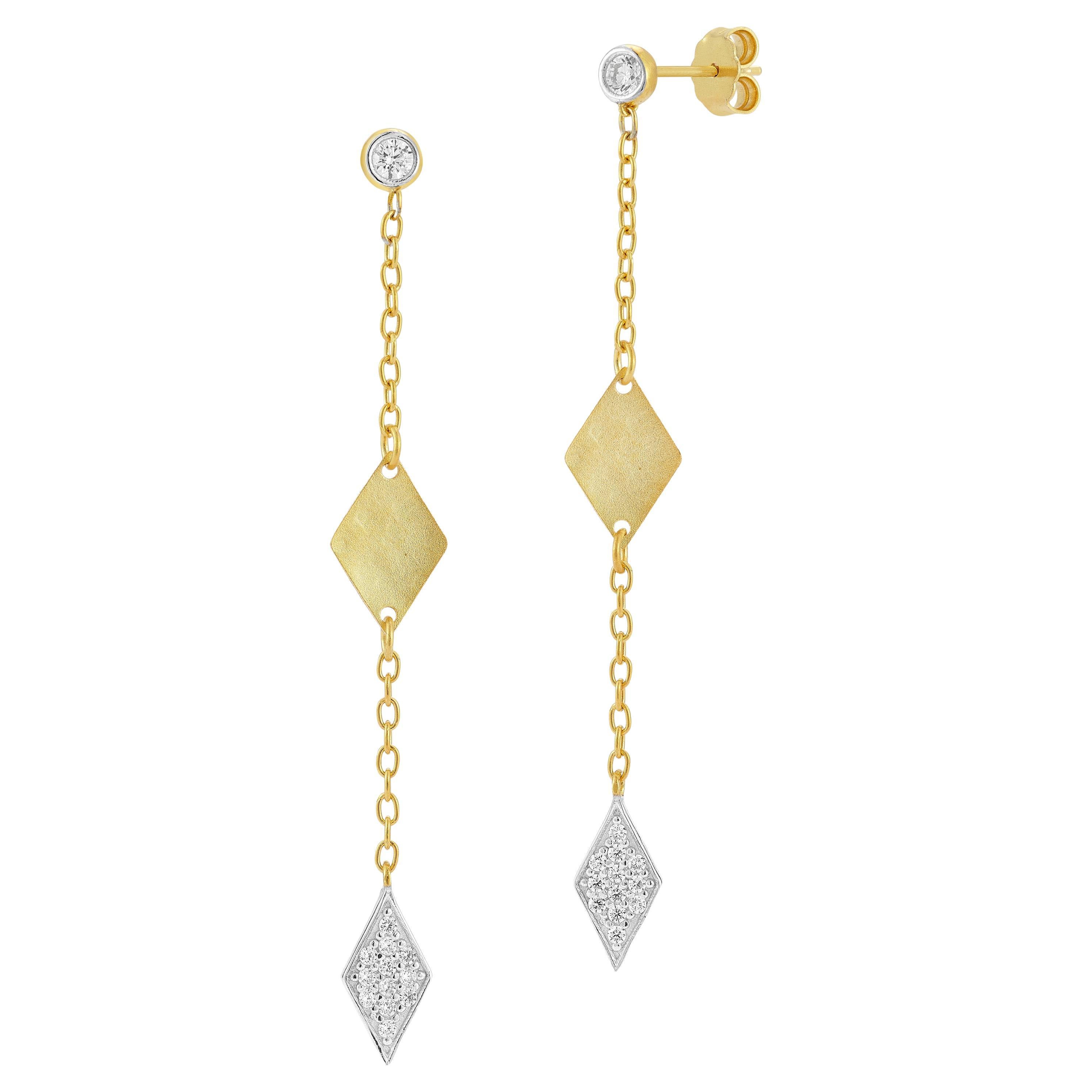 Oro 14K 0,20 ct. tw. Orecchini pendenti a forma di diamante