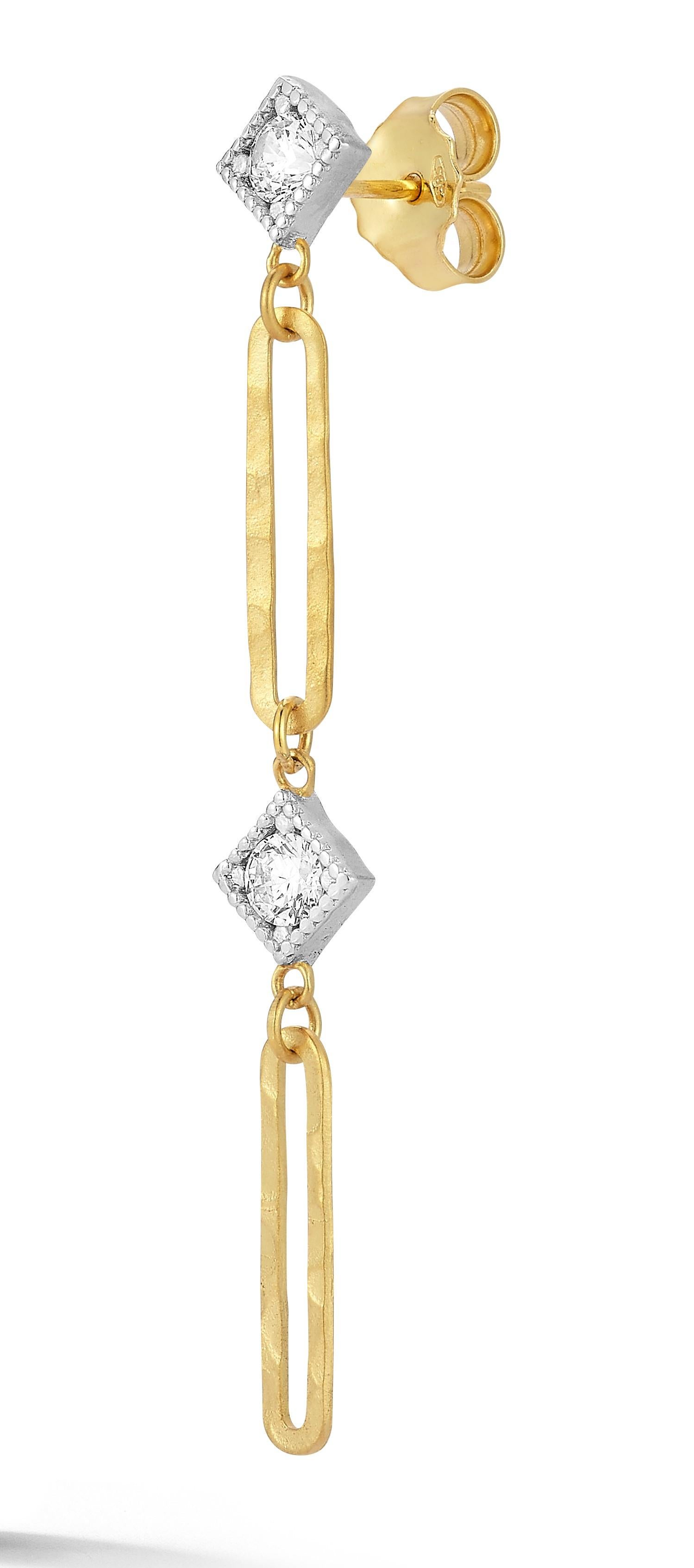 Taglio rotondo Oro 14K 0,20 ct. tw. Orecchini pendenti A Link aperti in vendita