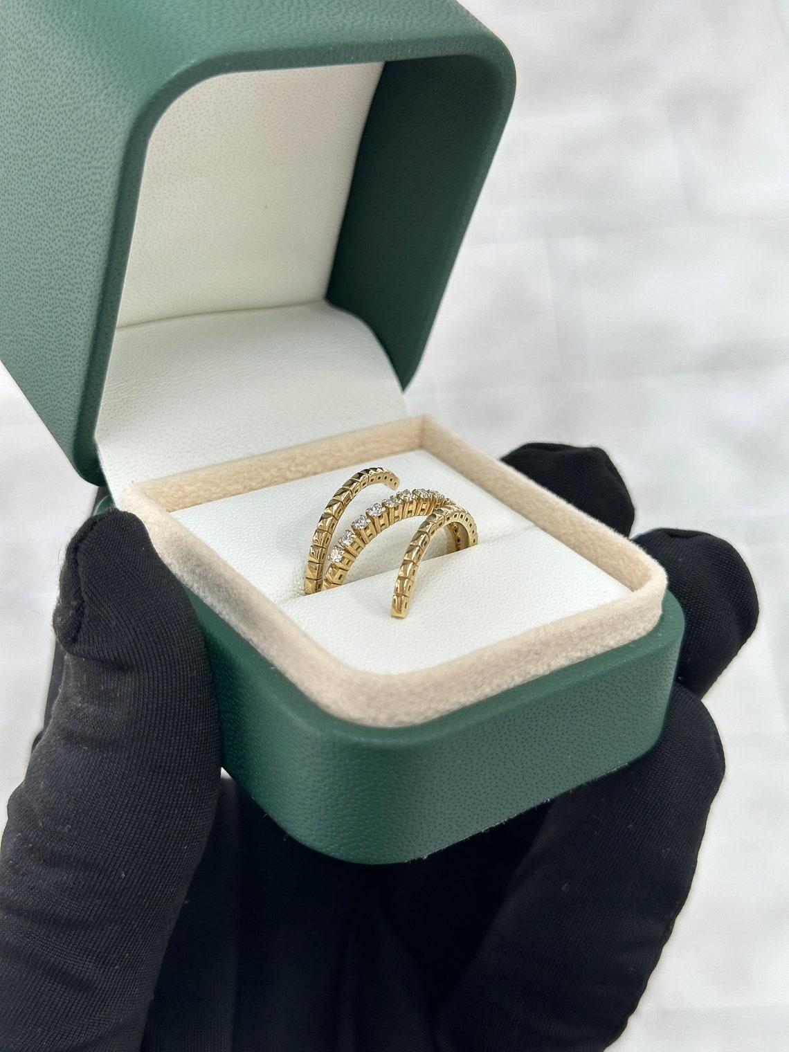 14K Gold 0.20tcw Retractable Diamond Band Ring Brilliant Round Cut Trendy Full For Sale 3
