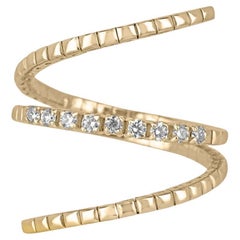 Anello a fascia con diamante retrattile in oro 14K 0,20tcw Brilliante taglio rotondo Trendy Full