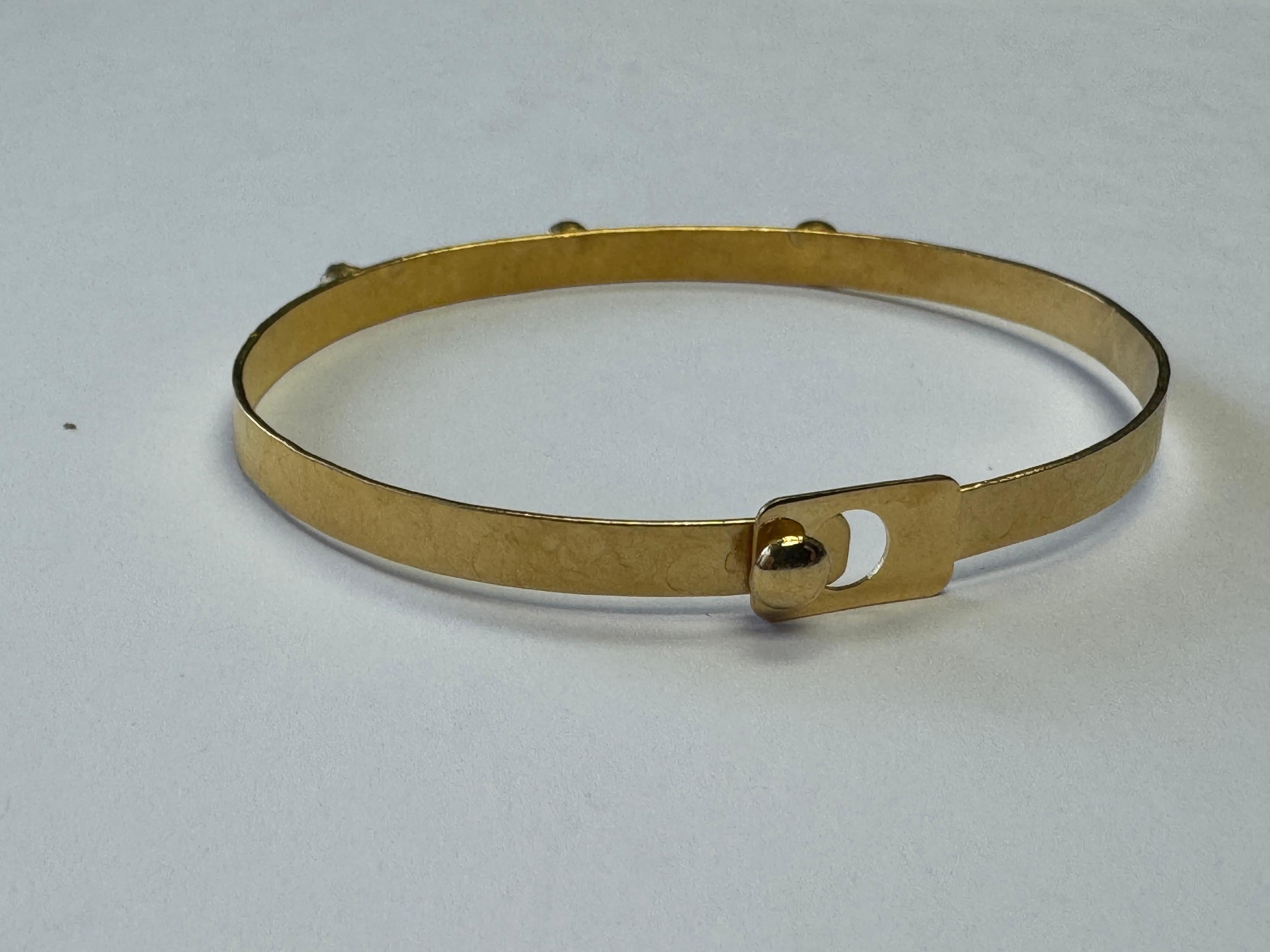 Women's 14K Gold 0.21 ct. tw. 4mm Hammered Bangle Bracelet For Sale