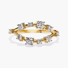 14K Gold 0.22 Ctw Crown Cluster Natural Diamond Ring SI GH