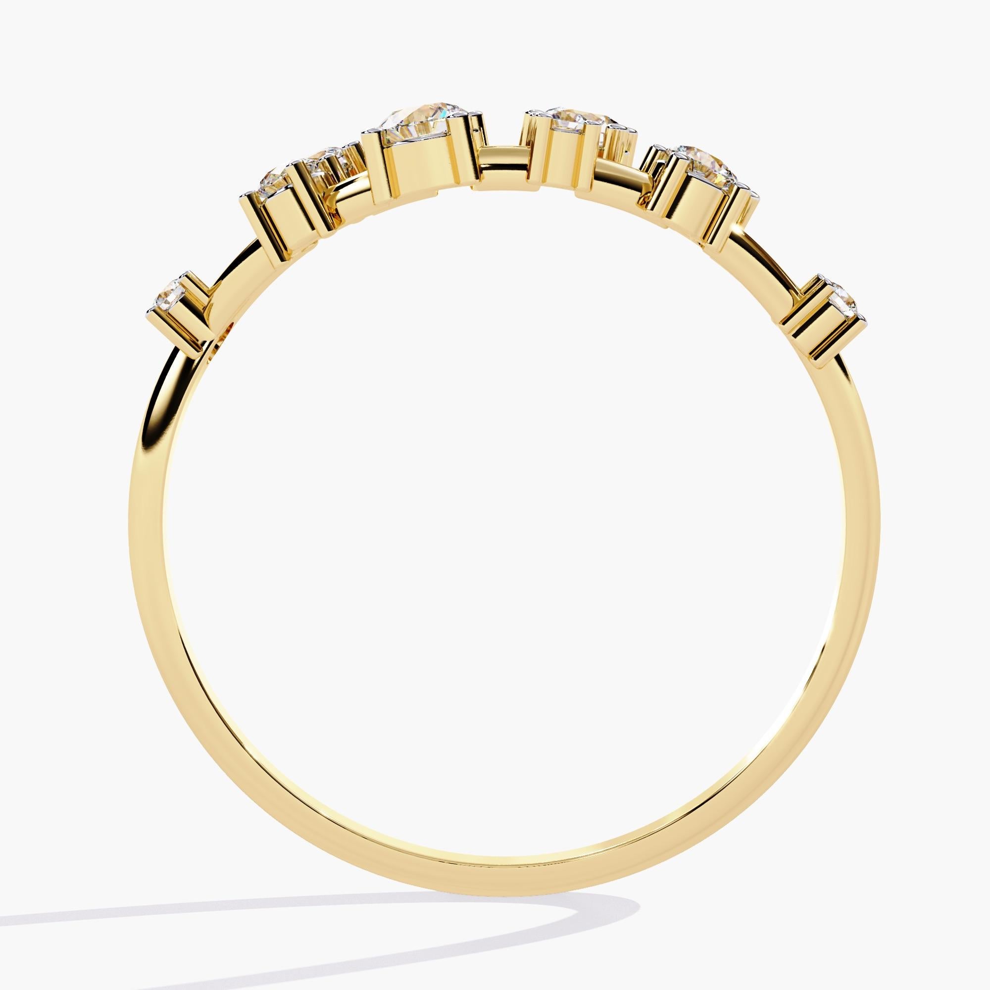 14K Gold 0.22 Ctw Crown Cluster Natural Diamond Ring SI GH In New Condition For Sale In New York, NY