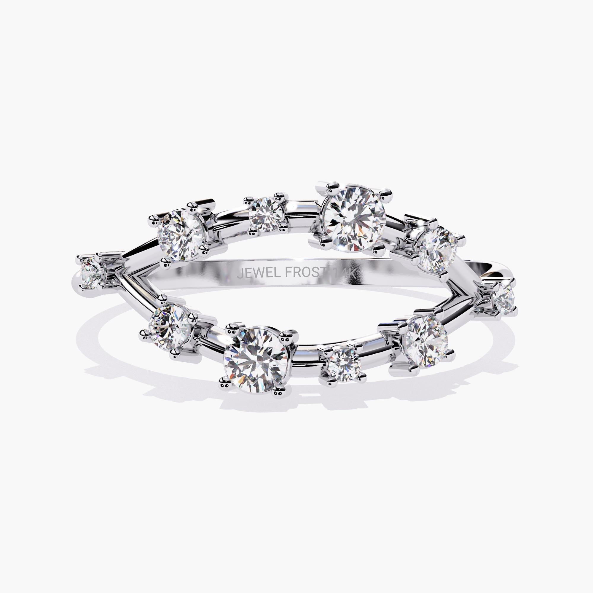 Women's 14K Gold 0.22 Ctw Crown Cluster Natural Diamond Ring SI GH For Sale