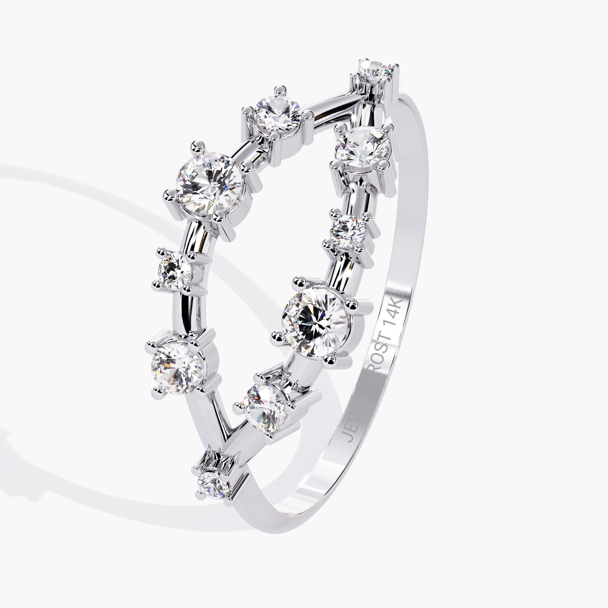 14K Gold 0.22 Ctw Crown Cluster Natural Diamond Ring SI GH For Sale 1