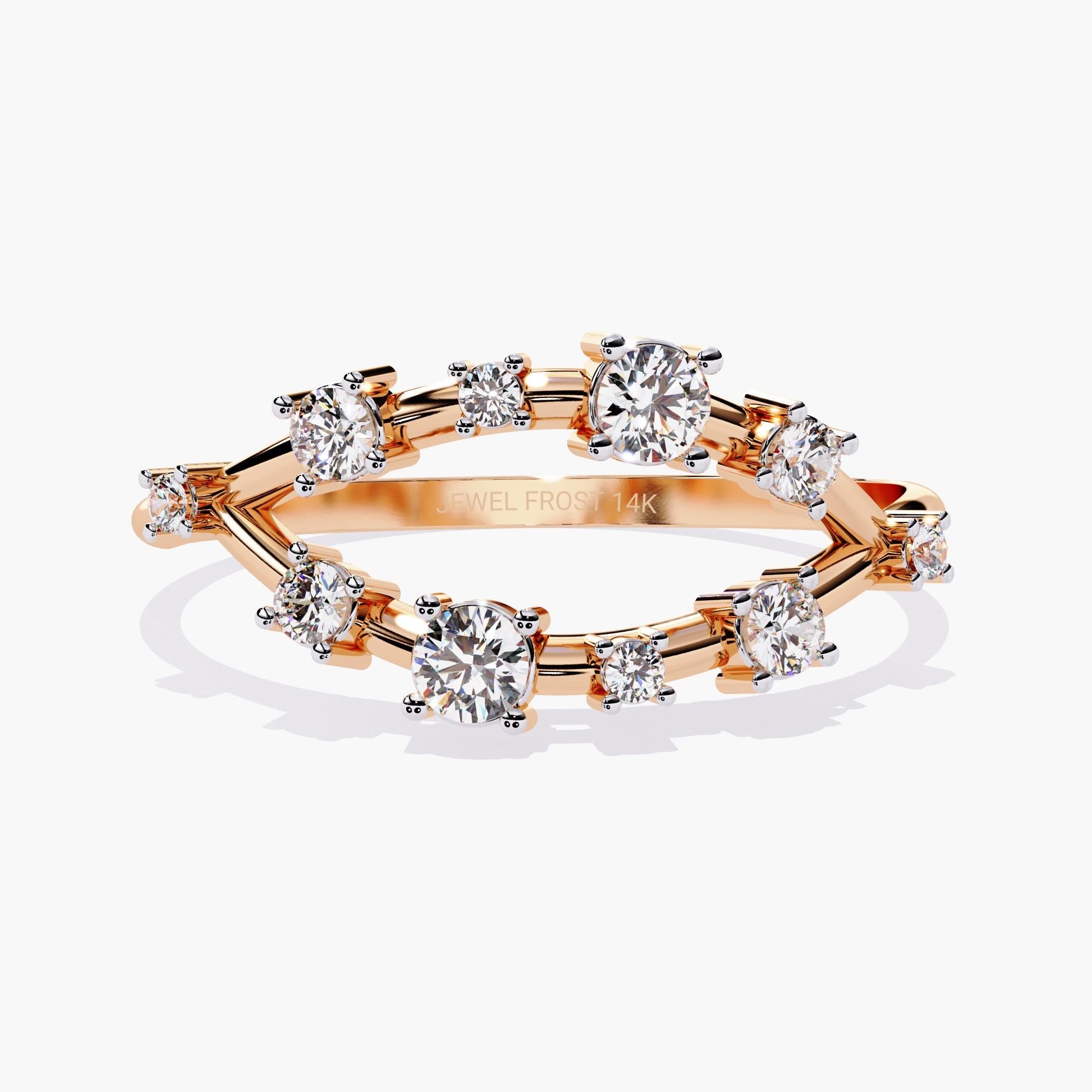 14K Gold 0.22 Ctw Crown Cluster Natural Diamond Ring SI GH For Sale 3