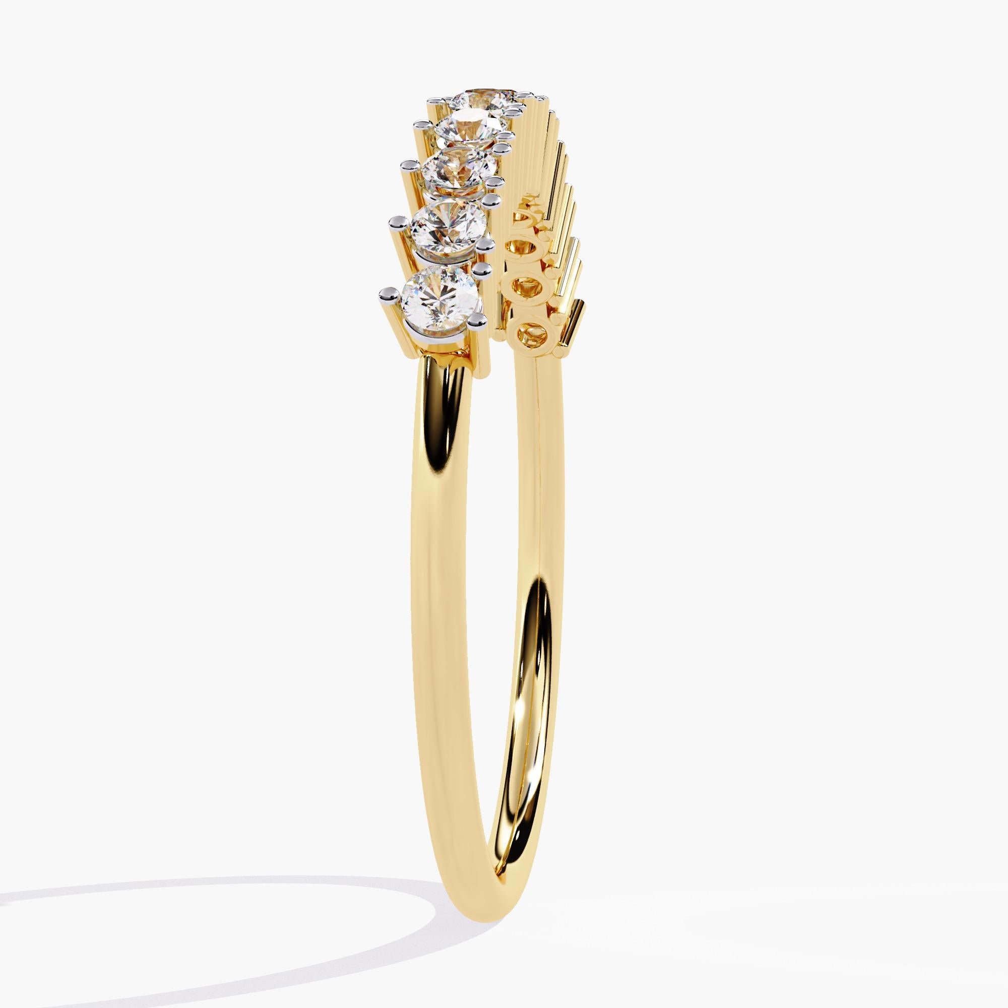 Modern 14K Gold 0.22 Ctw Diamond Half Eternity Diamond Wedding Band SI GH For Sale