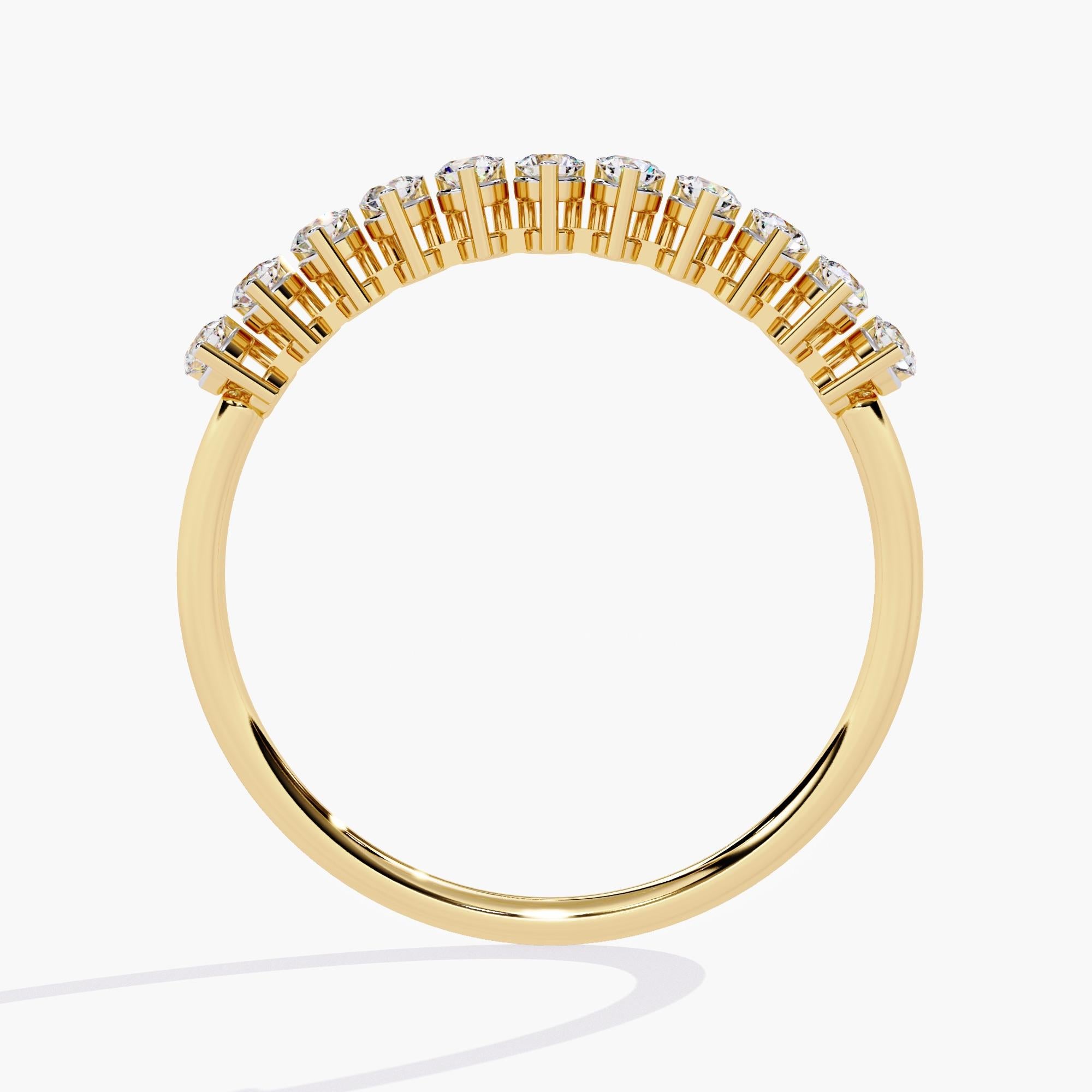 Round Cut 14K Gold 0.22 Ctw Diamond Half Eternity Diamond Wedding Band SI GH For Sale