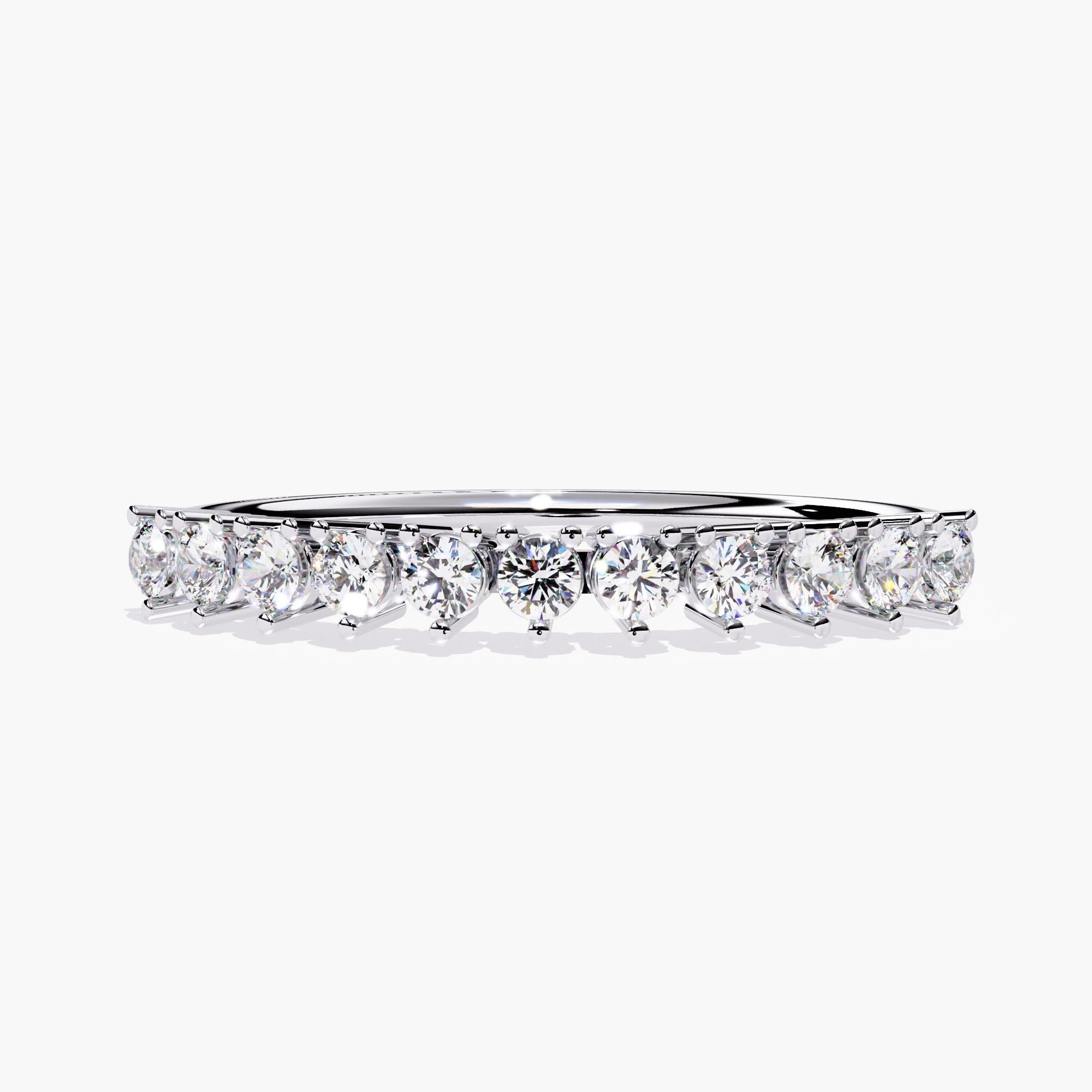 14K Gold 0.22 Ctw Diamond Half Eternity Diamond Wedding Band SI GH In New Condition For Sale In New York, NY