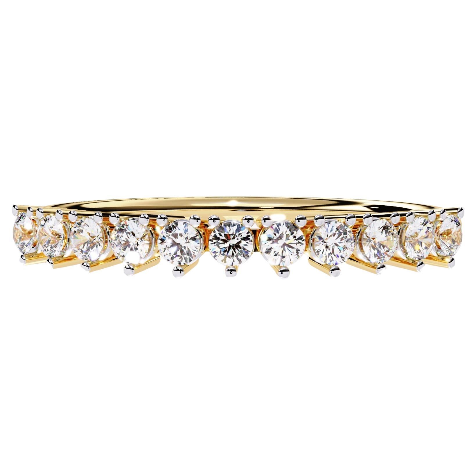 14K Gold 0.22 Ctw Diamond Half Eternity Diamond Wedding Band SI GH For Sale