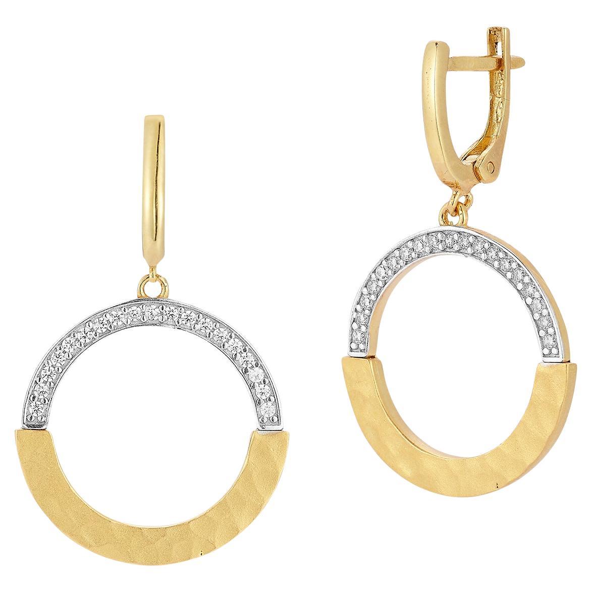 Oro de 14 quilates 0,23 ct. tw. Pendientes Círculo Abierto Colgantes en venta