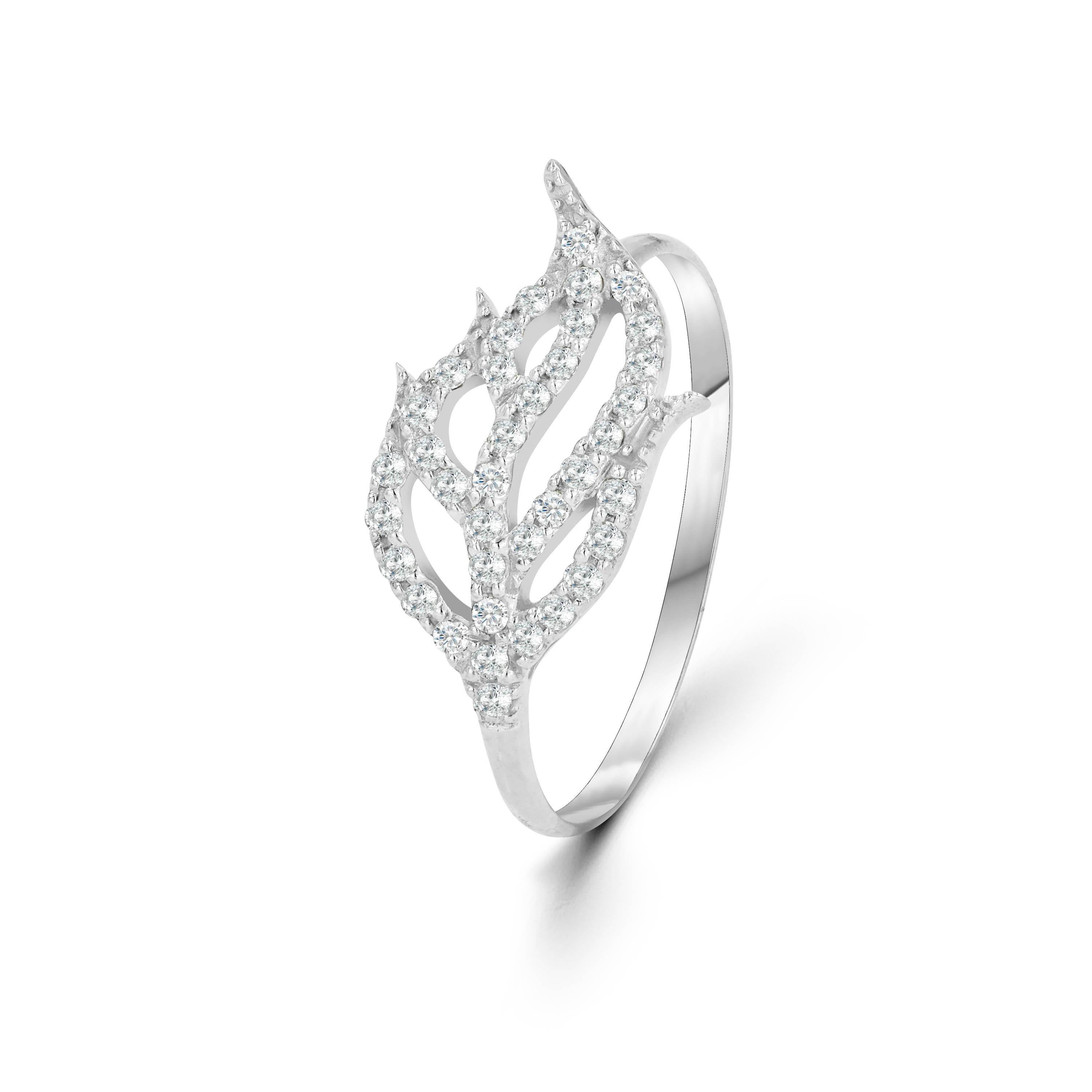 For Sale:  14K Gold 0.24 Carat Diamond Leaf Ring 3