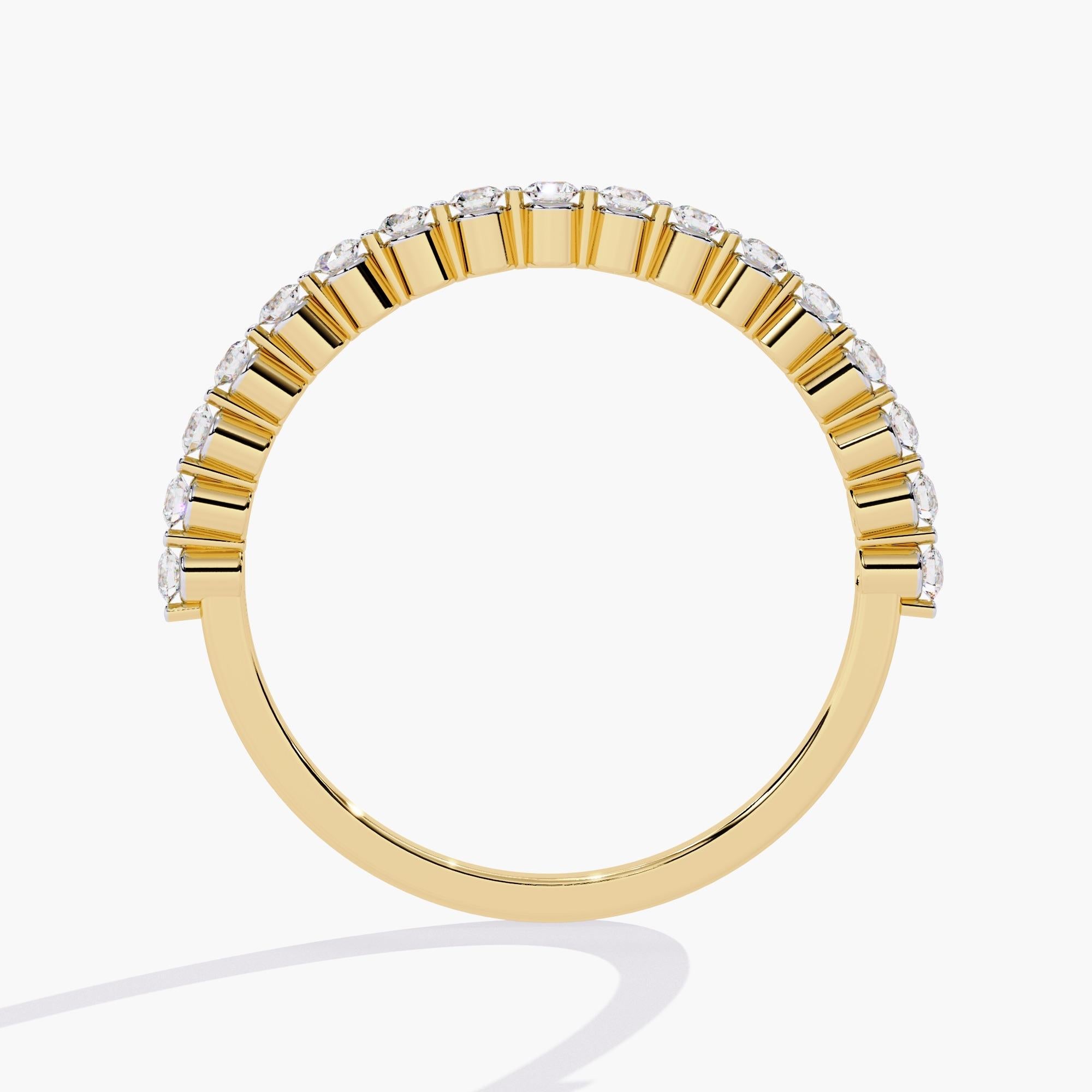Modern 14K Gold 0.24 Ctw Micro Pave Eternity Natural Diamond Ring SI GH For Sale