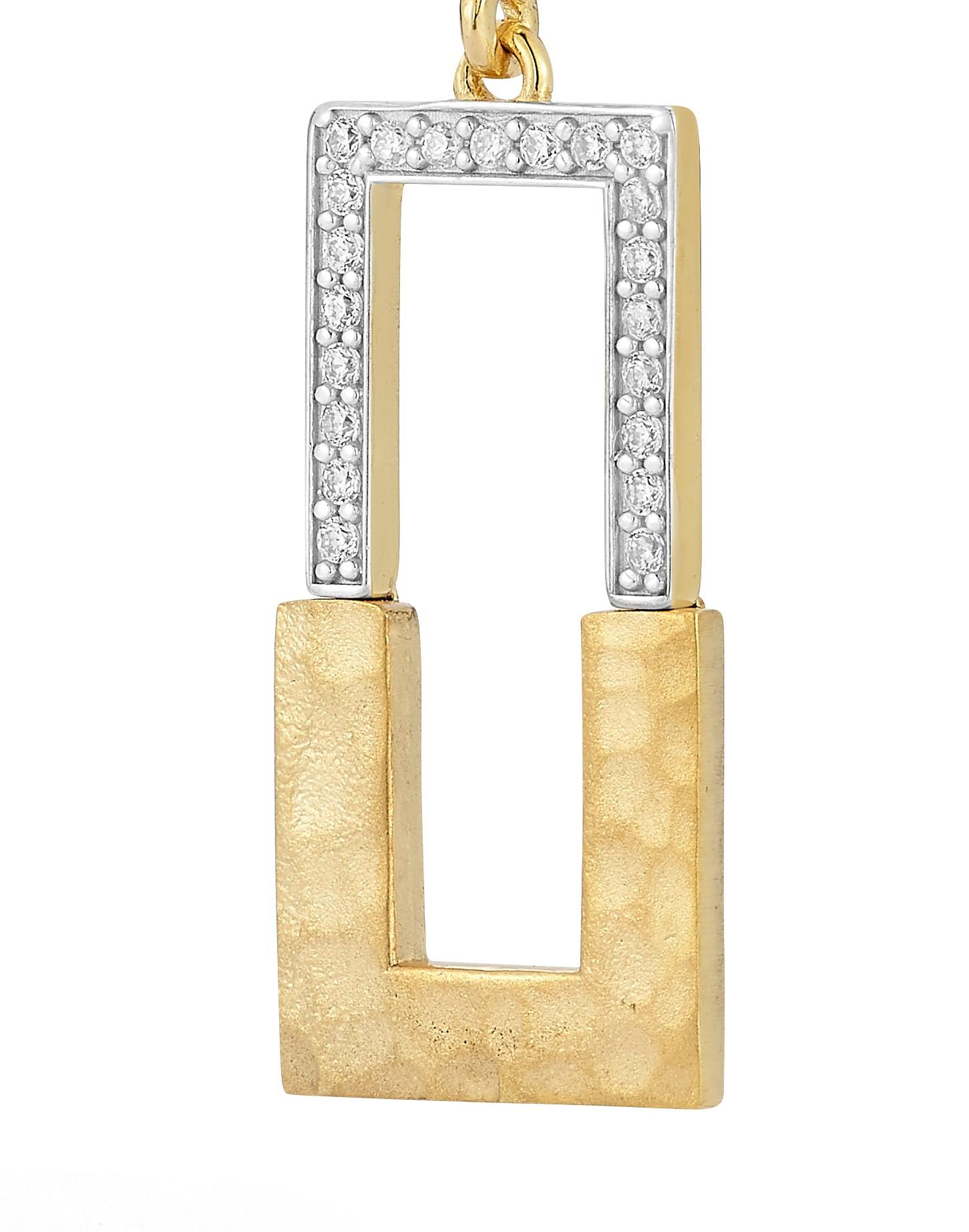 Taglio rotondo Oro 14K 0,25 ct. tw. Orecchini pendenti a rettangolo aperto in vendita