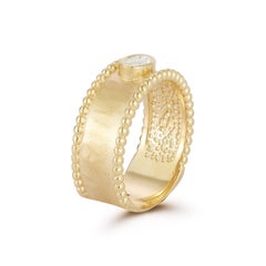 Or 14K 0,25 ct. tw. Bague avec perle de 8 mm créée en laboratoire