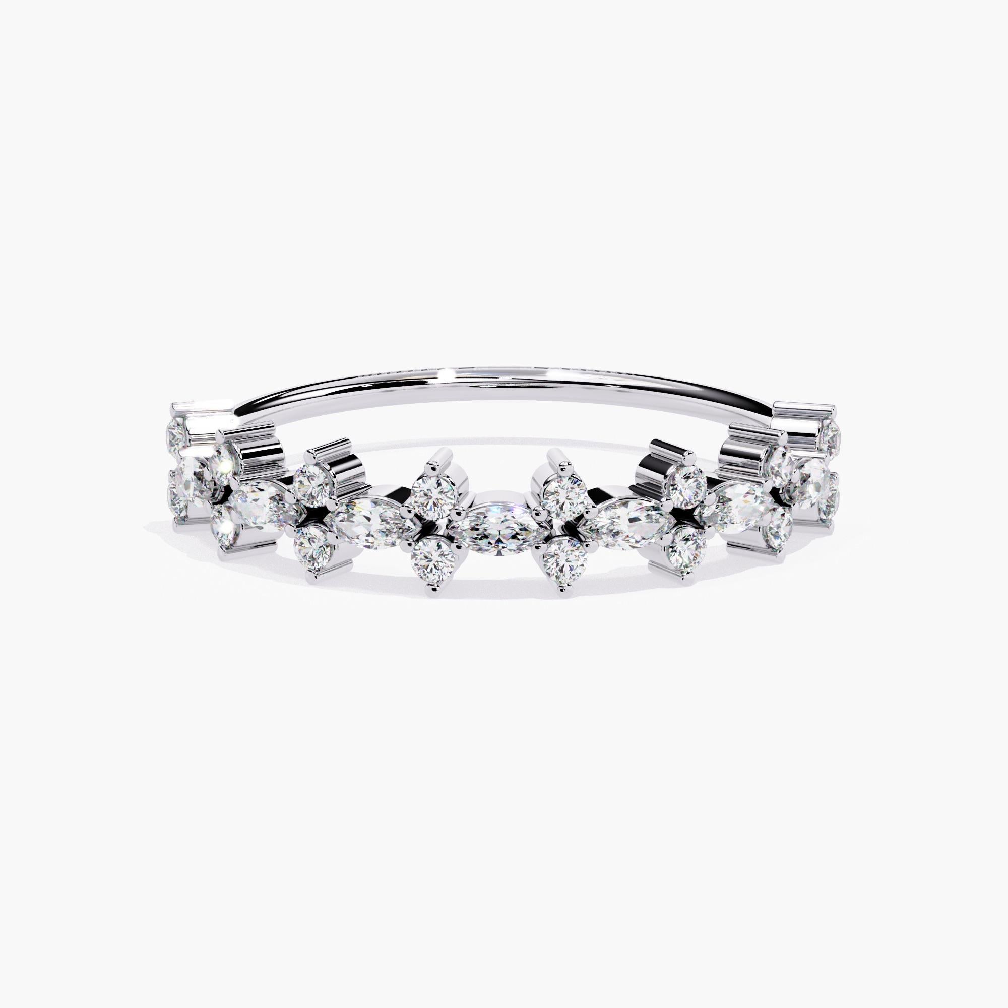 Marquise Cut 14K Gold 0.25 Ctw Unique Marquise Natural Diamond Half Eternity Ring SI GH For Sale