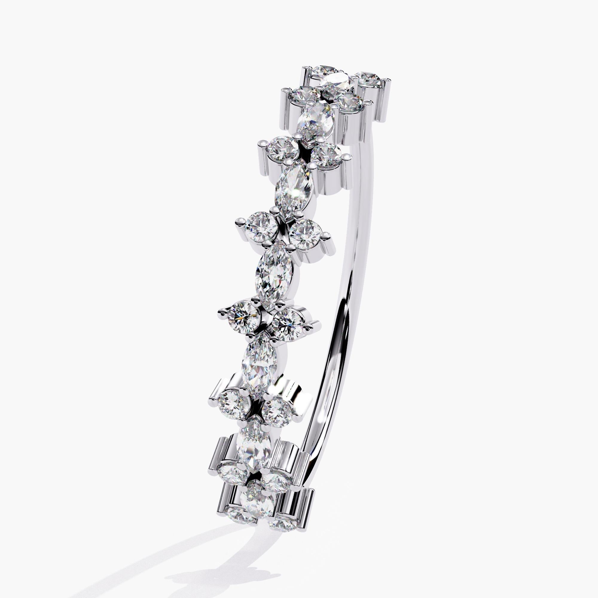 14K Gold 0.25 Ctw Unique Marquise Natural Diamond Half Eternity Ring SI GH In New Condition For Sale In New York, NY
