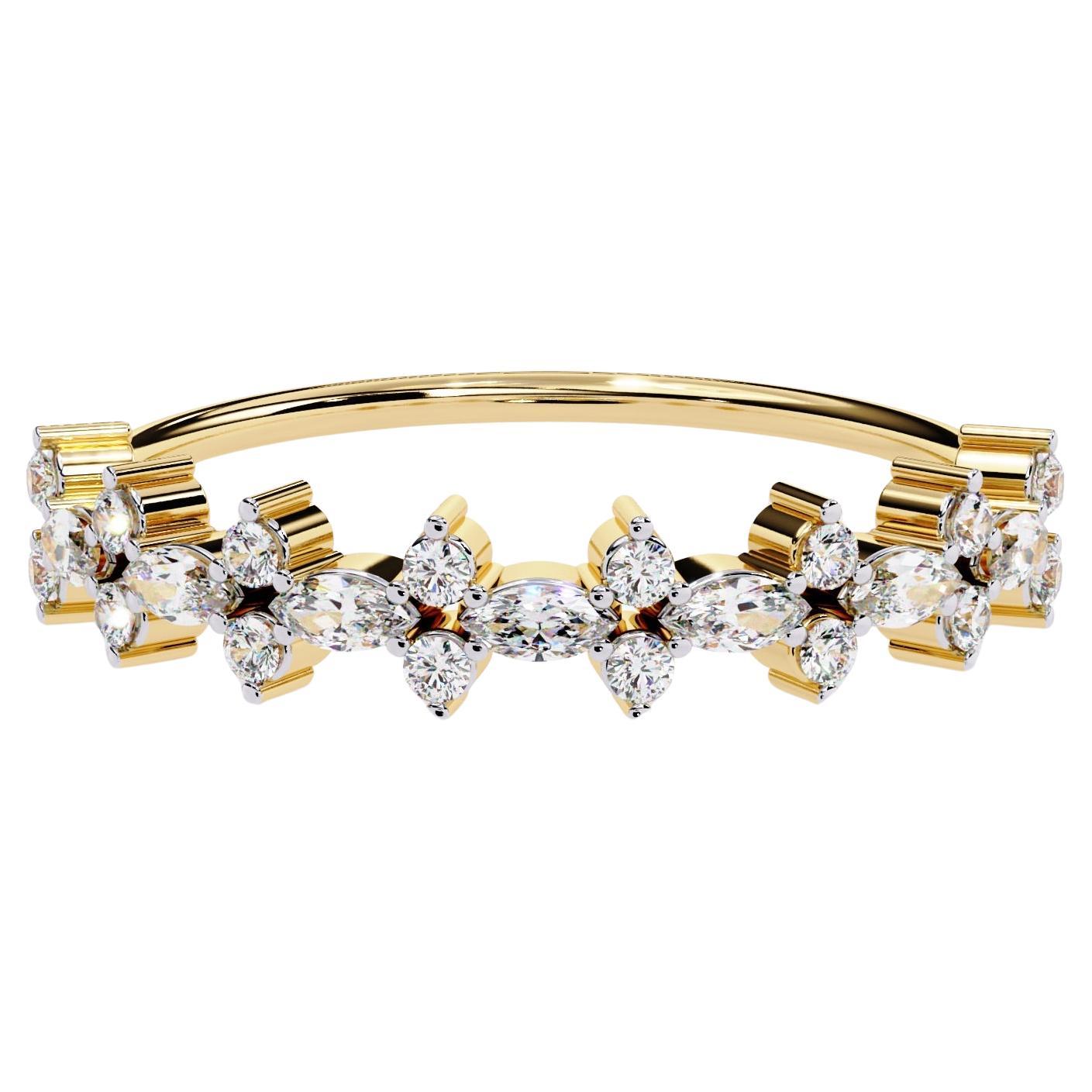14K Gold 0.25 Ctw Unique Marquise Natural Diamond Half Eternity Ring SI GH