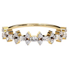 14K Gold 0.25 Ctw Unique Marquise Natural Diamond Half Eternity Ring SI GH