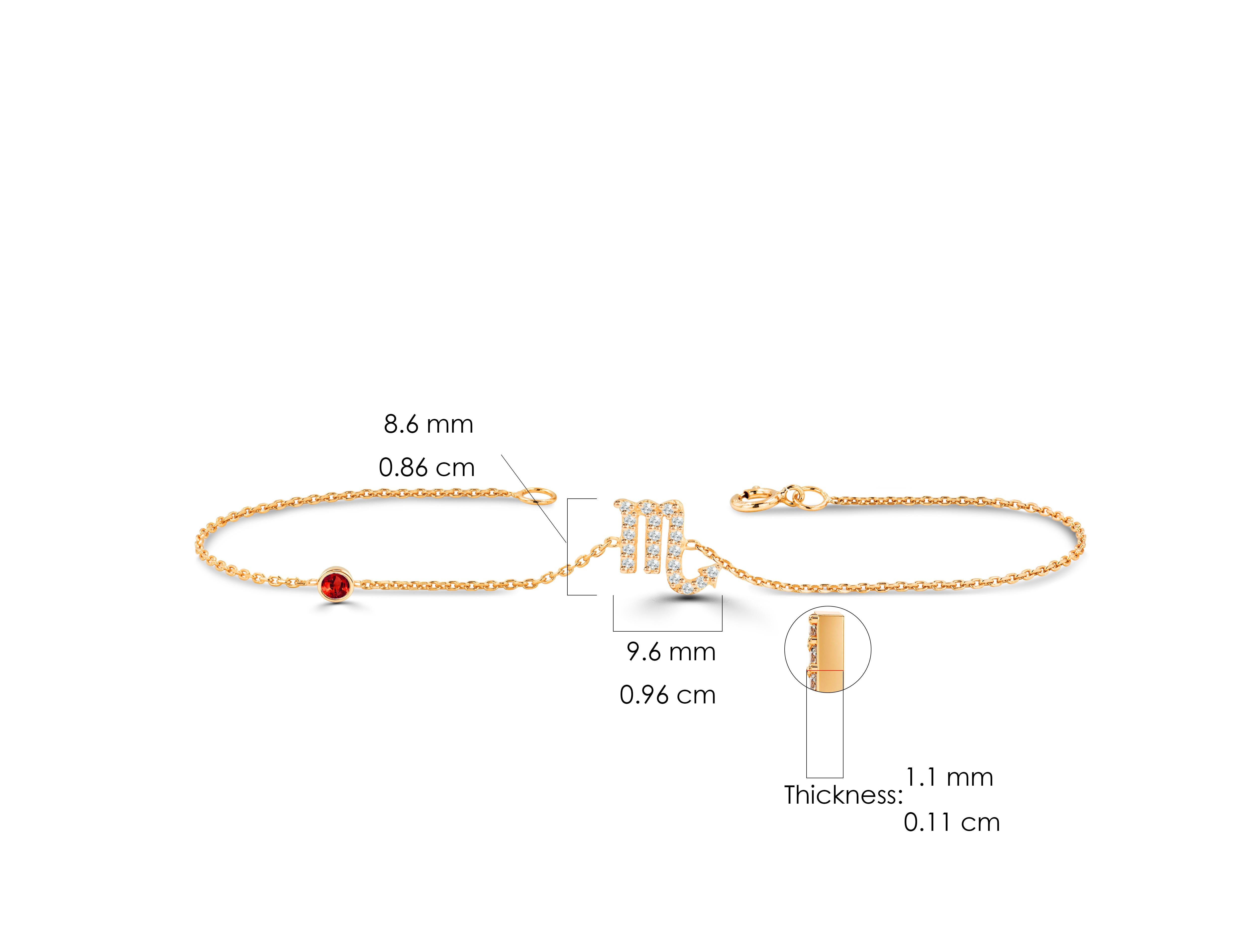 14K Gold 0,26 Karat Diamant-Scorpio- Sternzeichen-Armband mit Rubin, Smaragd, Saphir  im Zustand „Neu“ im Angebot in Bangkok, TH