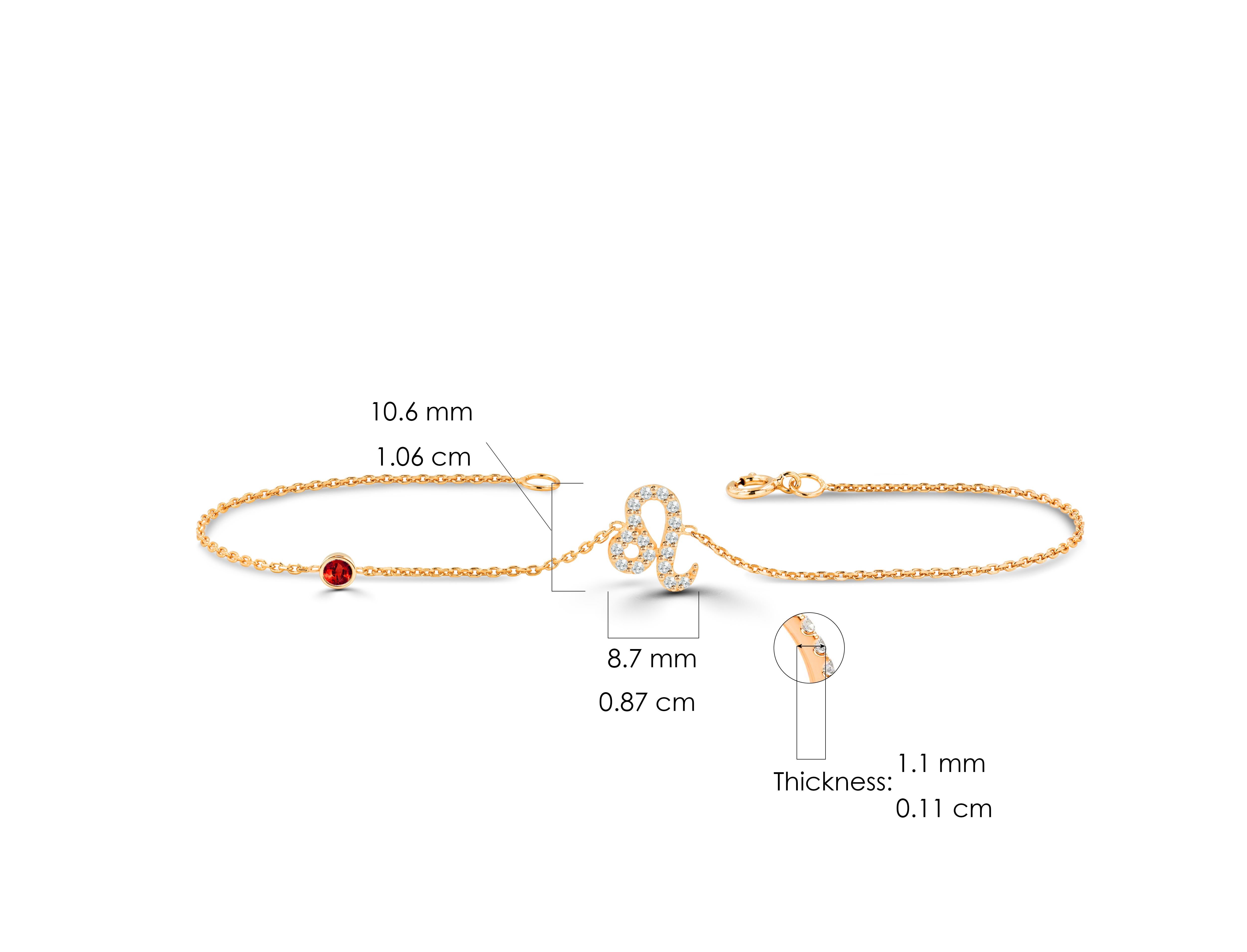 14K Gold 0,27 Karat Diamant Leo Sternzeichen-Armband mit Rubin, Smaragd, Saphir und Stein im Zustand „Neu“ im Angebot in Bangkok, TH