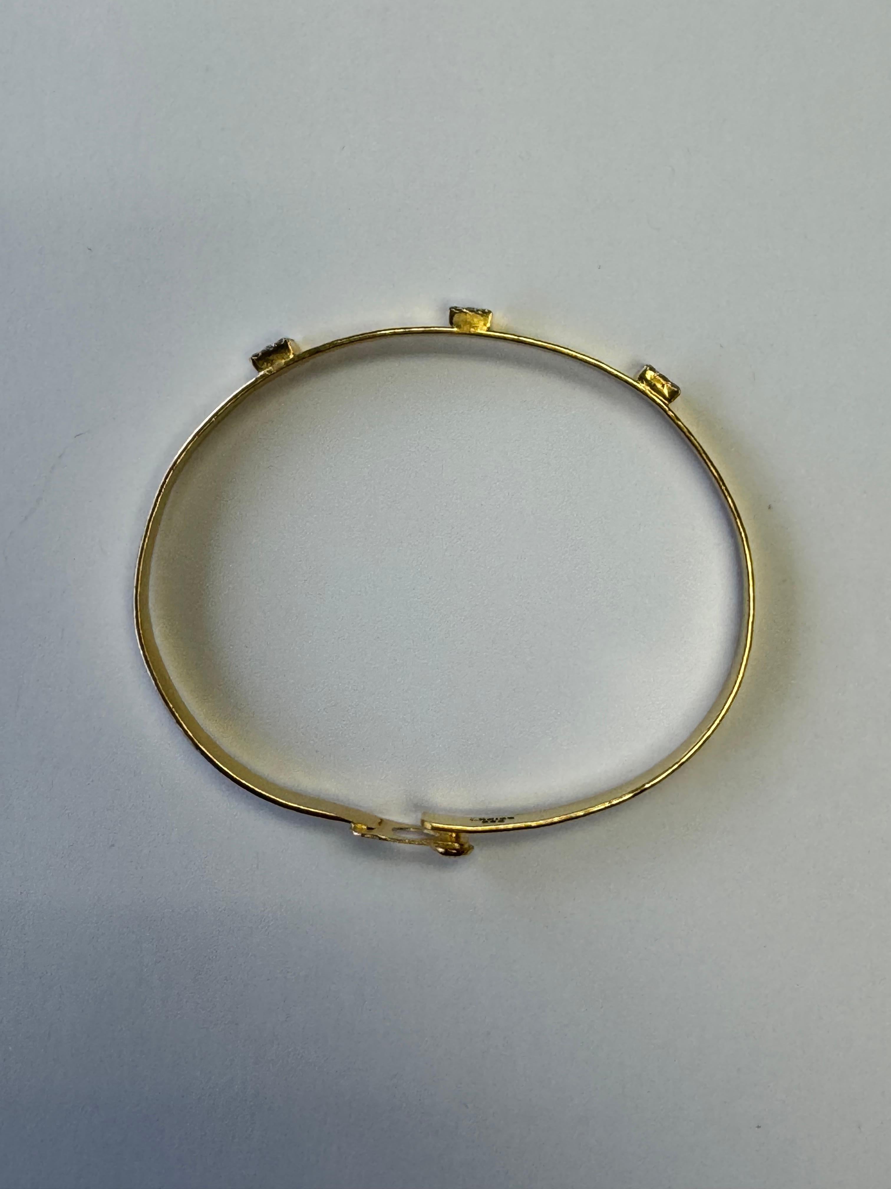 Oro de 14K 0,27 ct. tw. Pulsera martillada de 4 mm Corte redondo en venta