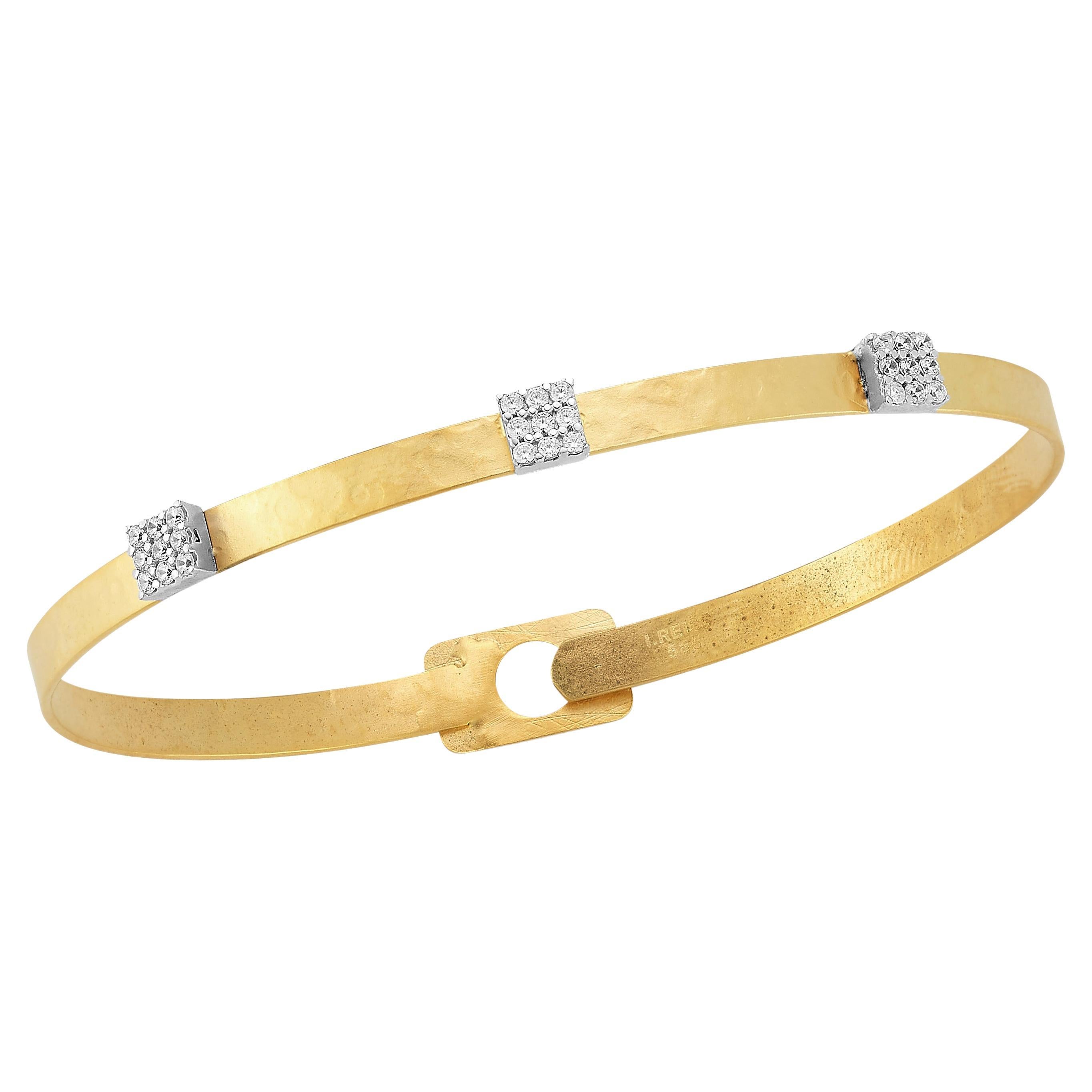 14K Gold 0.27 ct. tw. 4mm Hammered Bangle Bracelet