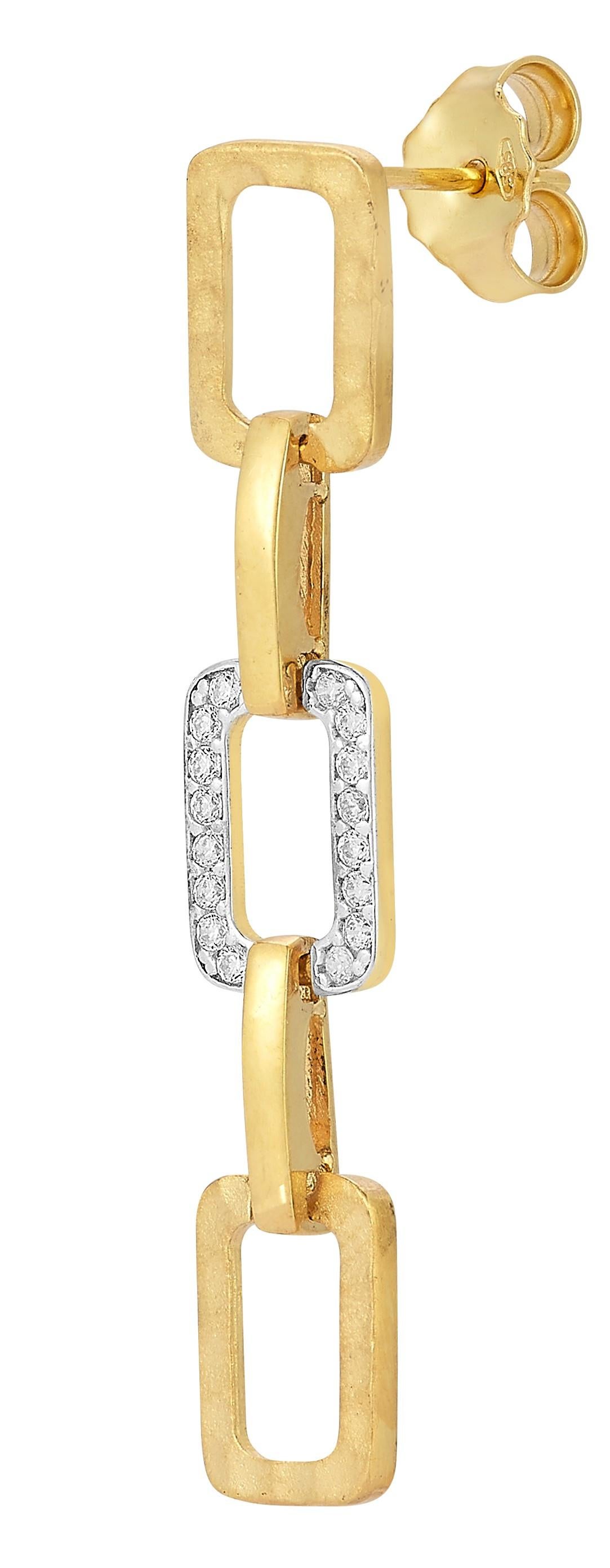Oro de 14 quilates 0,29 ct. tw. Pendientes de eslabón abierto colgantes Corte redondo en venta