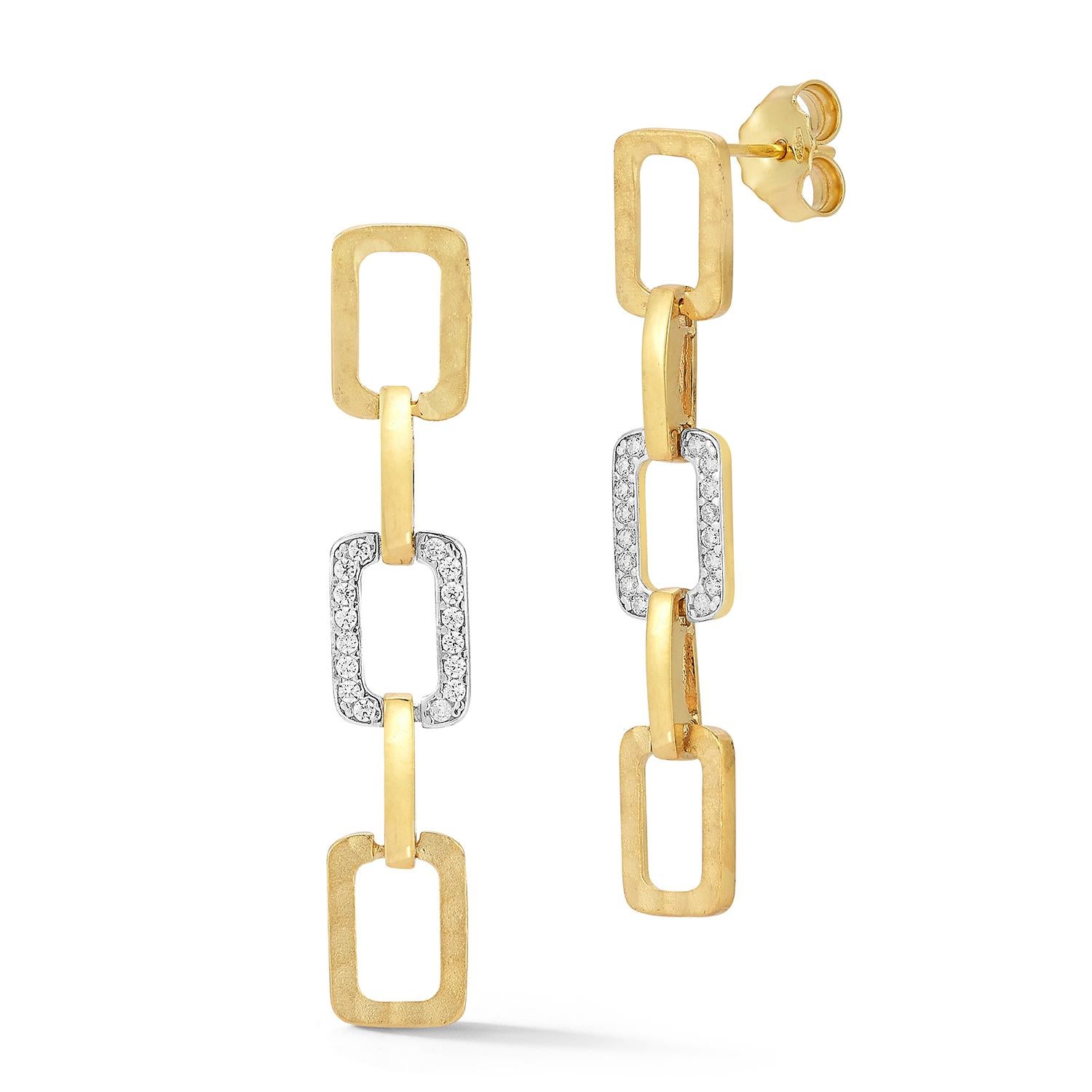 Oro de 14 quilates 0,29 ct. tw. Pendientes de eslabón abierto colgantes en Nuevo estado para la venta en Great Neck, NY