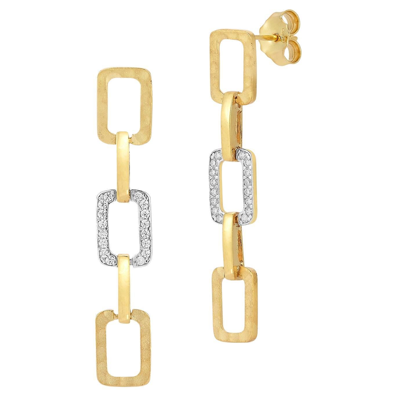 14K Gold 0,29 ct. tw. Offene Ohrringe mit baumelndem Link
