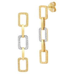 14K Gold 0,29 ct. tw. Offene Ohrringe mit baumelndem Link