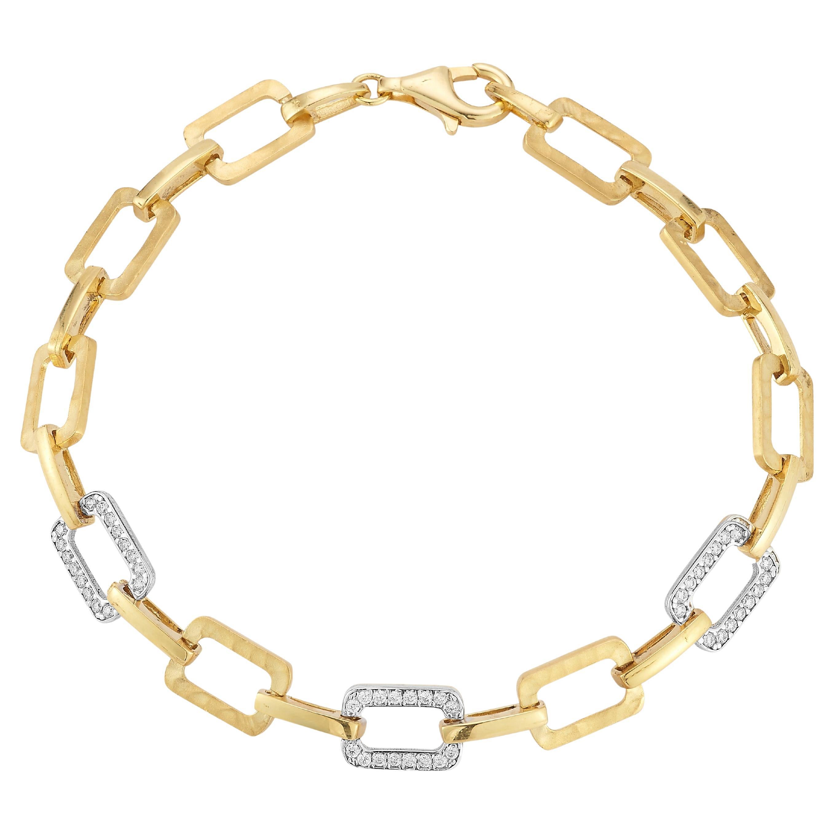 14K Gold 0.29 ct. tw. Rectangle Shaped Open Link Bracelet