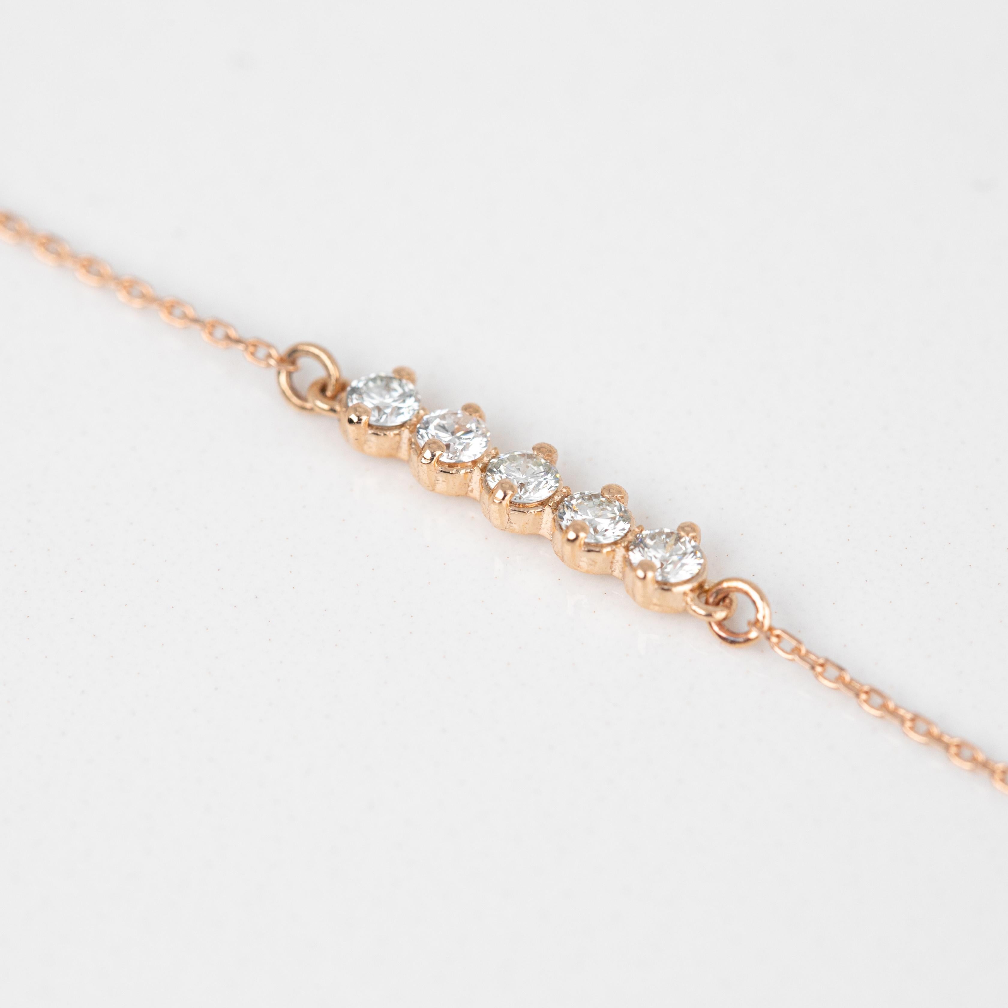 Bracelet tennis en or 14 carats avec diamants de 0,30 carat, demi- bracelet en or 14 carats Pour femmes en vente