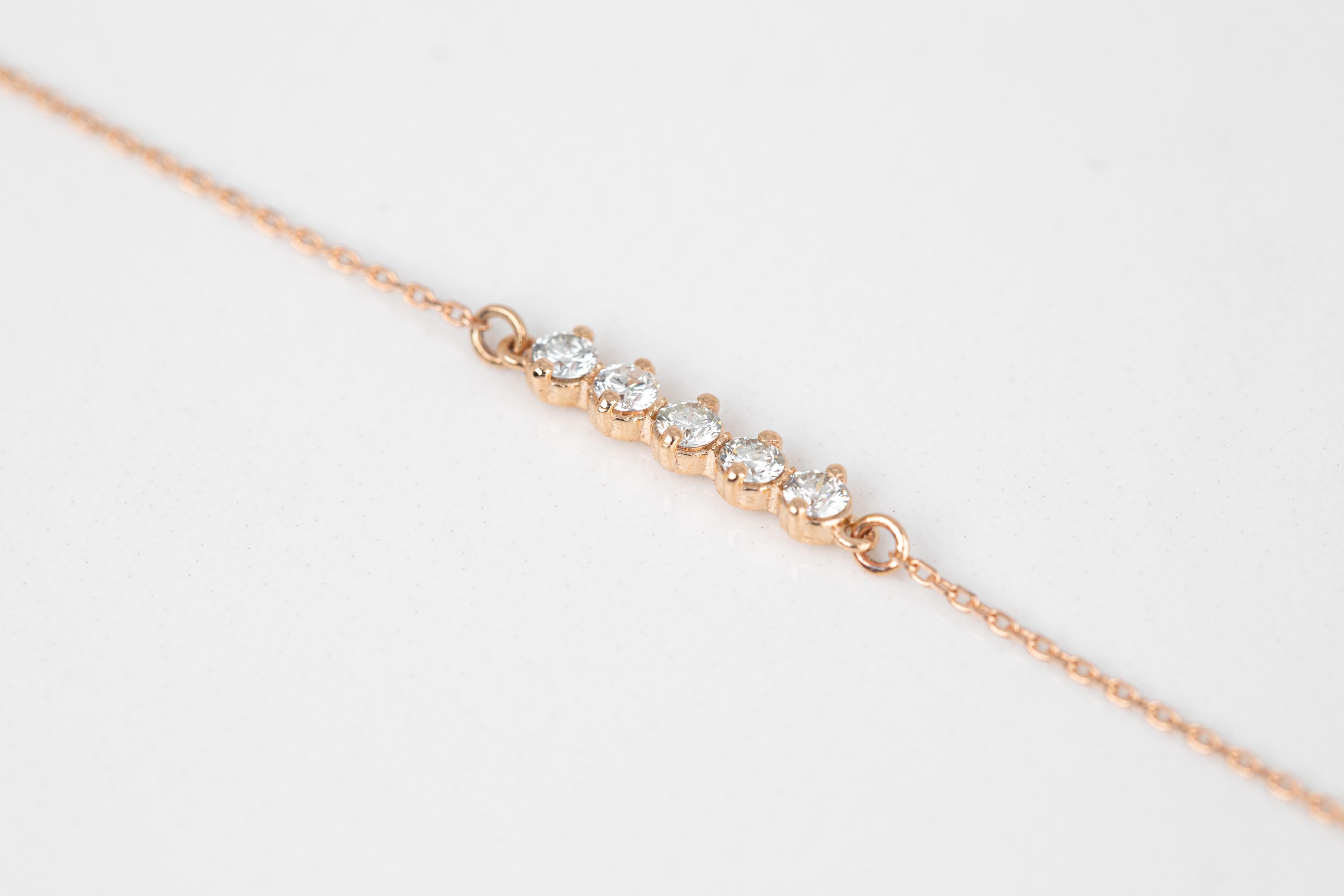 Bracelet tennis en or 14 carats avec diamants de 0,30 carat, demi- bracelet en or 14 carats en vente 1