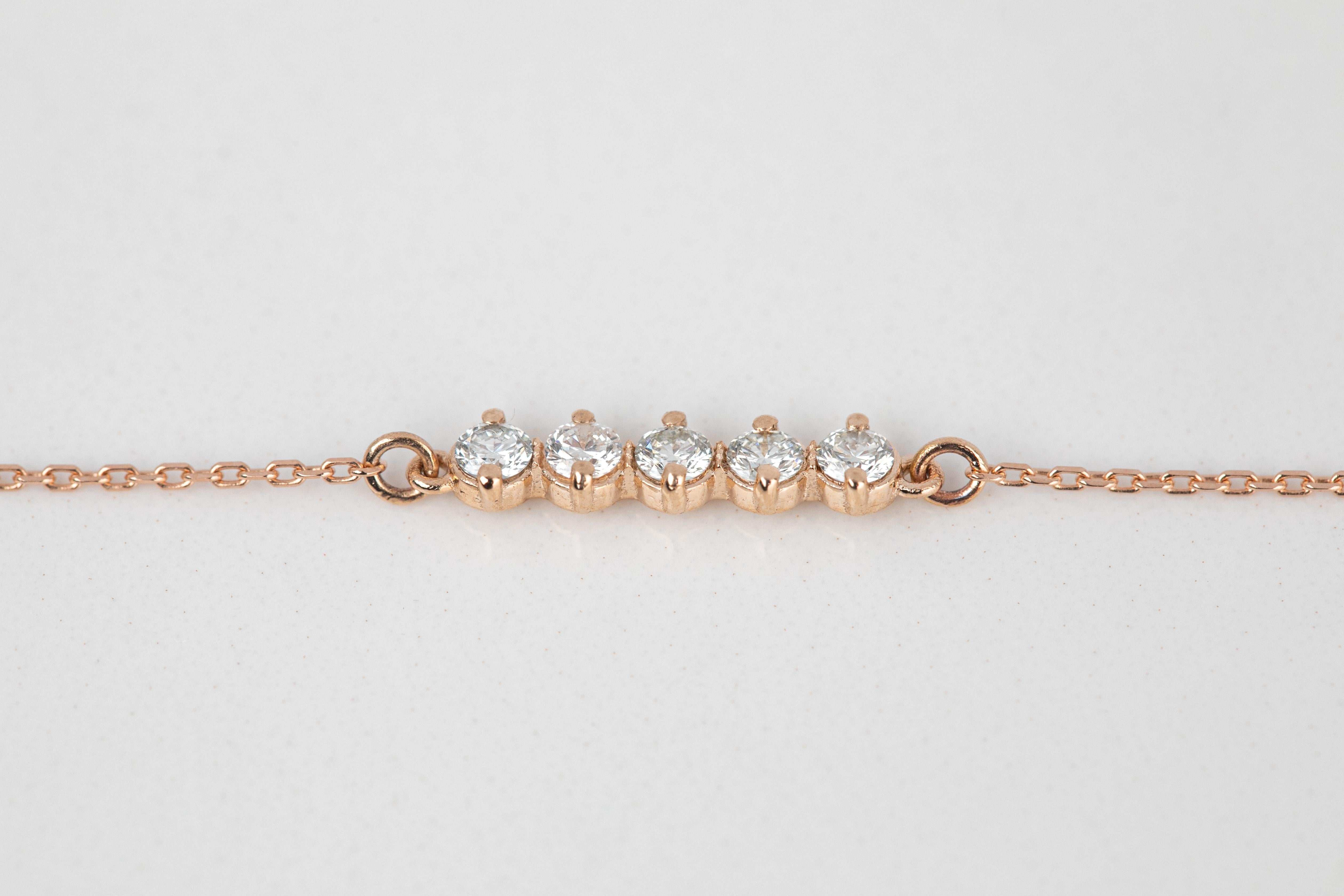 Bracelet tennis en or 14 carats avec diamants de 0,30 carat, demi- bracelet en or 14 carats en vente 2