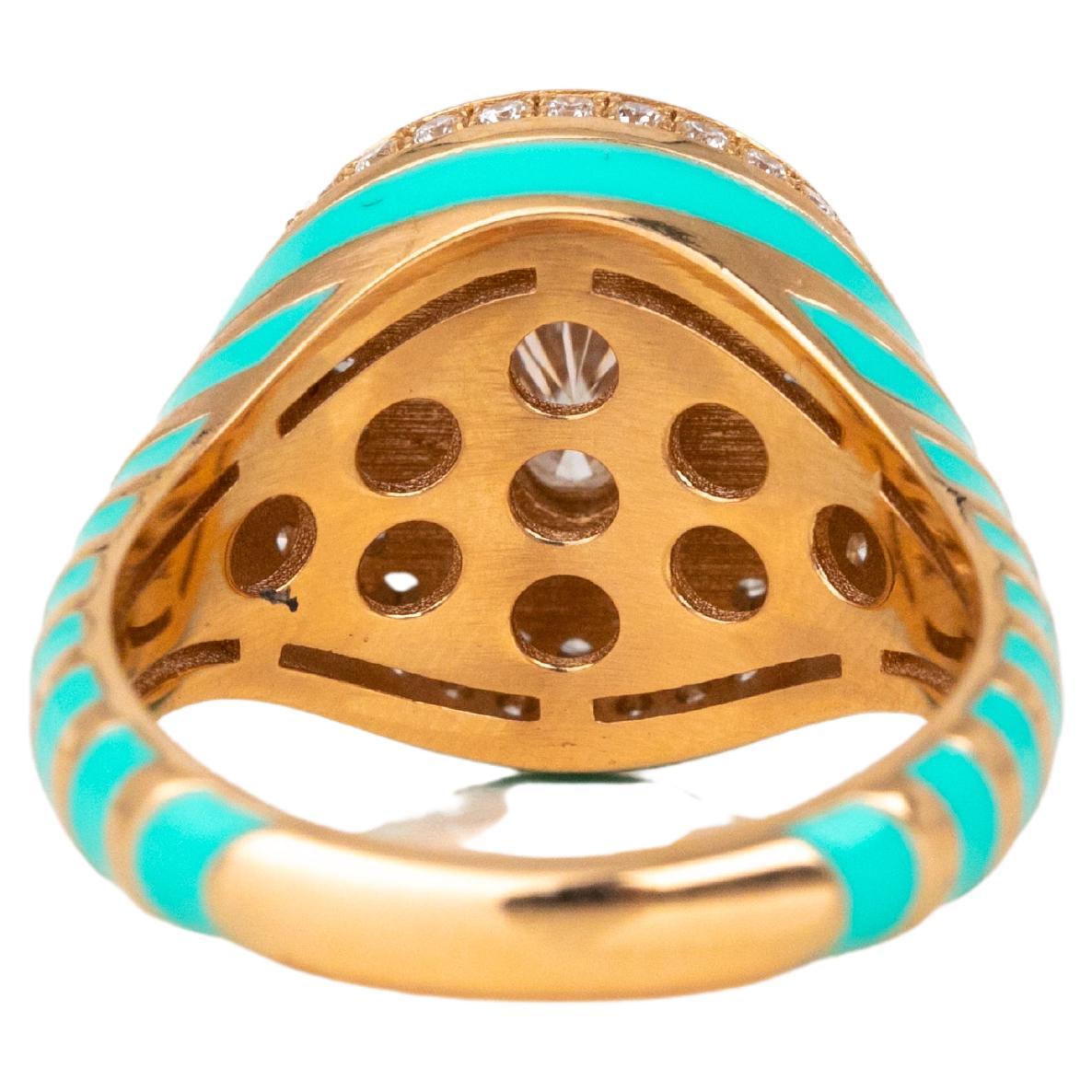 in vendita:  Anello da cocktail in oro 14K con moissanite e diamanti smaltati da 0,30 carati, Anello Chevalier 14