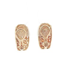14k Gold 0.32ctw Diamond Weave Braided Basket Pattern Wide Cuff Hoop Earrings