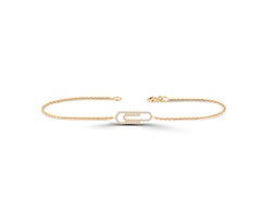 14K Gold 0.39 Ct Diamond Paper Clip Bracelet